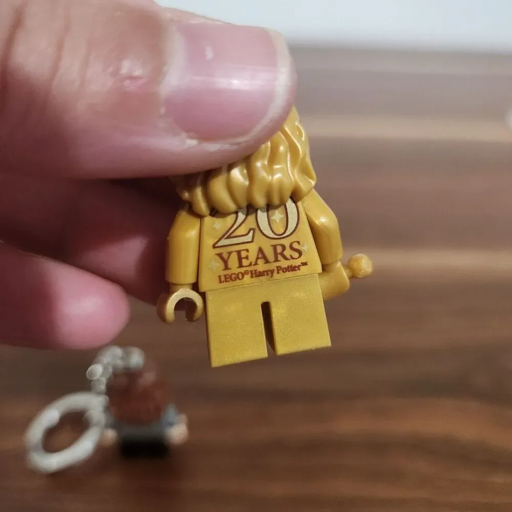 Lego Hermione Granger 20th Anniversary Gold Minifigure Wand Keychain Lot of 2